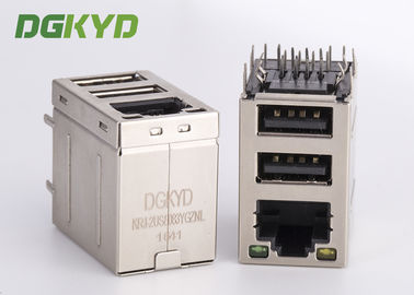 مكدس RJ45 جاك على سطح مزدوج موصل USB السرد RJ45 مع محول 100Mb