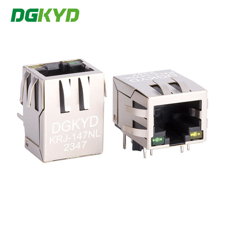 KRJ-147NL 100M RJ45 Network Connector With Light And Shielded Network Port Socket