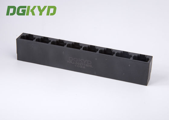 PBT Black Unshielded 8 Port Ganged Rj45 Connector Scoket For Ethernet Switch