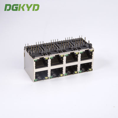 Shield Dual Deck 2x4 RJ45 Multiple Port Connectors Lan Switch Socket Y/G LED