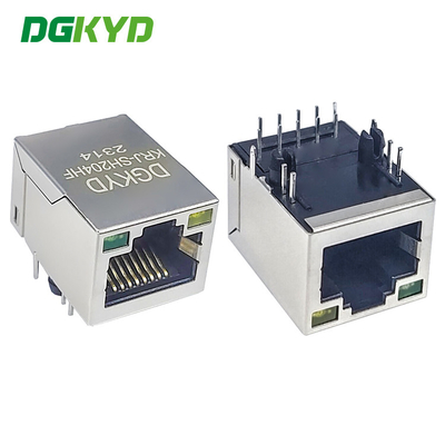 KRJ-SH204HF Shielded Tap-up 1000 BASE Single port cat6 RJ45 Modular Jack with internal magnetics