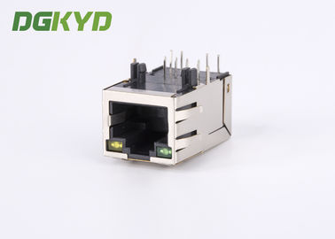 25.4mm Tab up Cat5 8 pin rj45 connector with LEDs , 100 BASE - TX