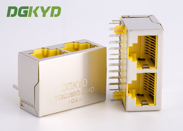 CAT 6 Ganged 2 Port RJ45 Keystone Jack Combo With Gigabit Ethernet Transformer