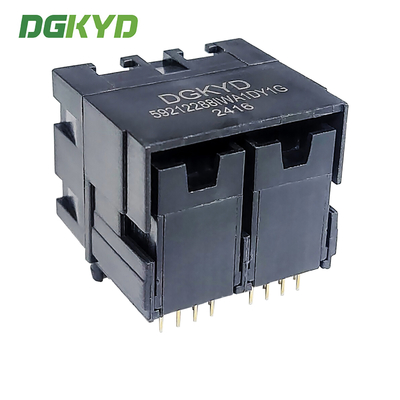 RJ45 multi port all plastic connector 2X2 8P8C stacked socket DGKYD59212288IWA1DY1G