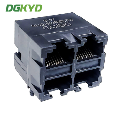 RJ45 multi port all plastic connector 2X2 8P8C stacked socket DGKYD59212288IWA1DY1G