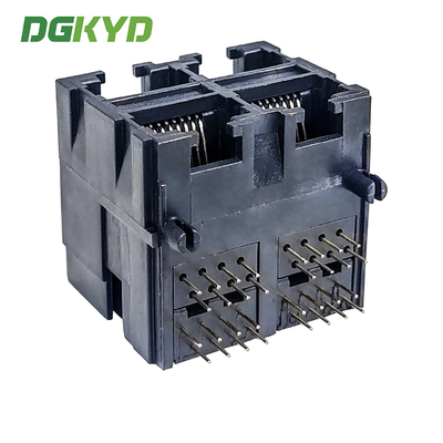 RJ45 multi port all plastic connector 2X2 8P8C stacked socket DGKYD59212288IWA1DY1G