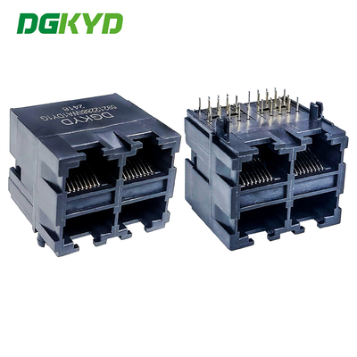 RJ45 multi port all plastic connector 2X2 8P8C stacked socket DGKYD59212288IWA1DY1G