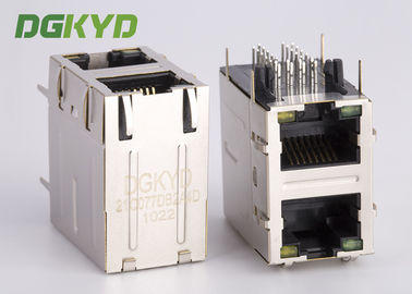 Dual deck 2 Port RJ45 Multiple Port Connectors with 1000base Transformer OEM ODM