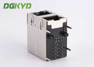 Dual deck 2 Port RJ45 Multiple Port Connectors with 1000base Transformer OEM ODM