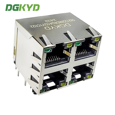 RJ45 Socket Multi Port Connector Stacked 2X2 Interface DGKYD59212288DB2A1DY1C022
