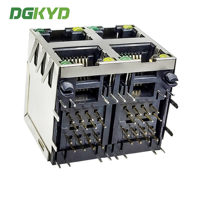 RJ45 Socket Multi Port Connector Stacked 2X2 Interface DGKYD59212288DB2A1DY1C022