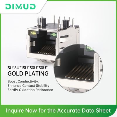 DGKYD RJ45 Single Port Connector 100M Shielded Side Entry PCB Mount