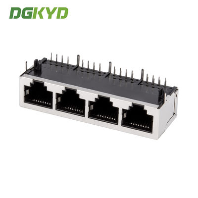 Metal shielded quad port rj45 keystone jack, without LED, RoHS compliant RJ45 network socket 8P8C without light strip shielding network interface KRJ-5921S14F457NL