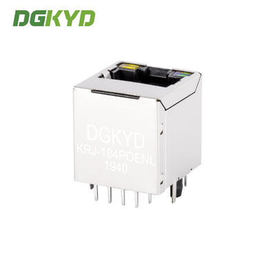 Custom 180 Degree Top Entry EMI 8P8C RJ45 Jack Cat 5 Ethernet Connector With POE KRJ-184POENL