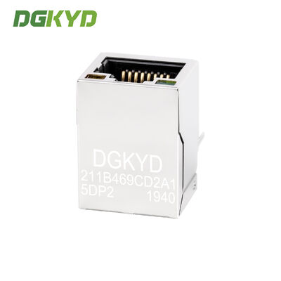 RJ45 Shielded Connector with 100Mbps POE Integrated Ethernet Filter and 6U Gold Plating