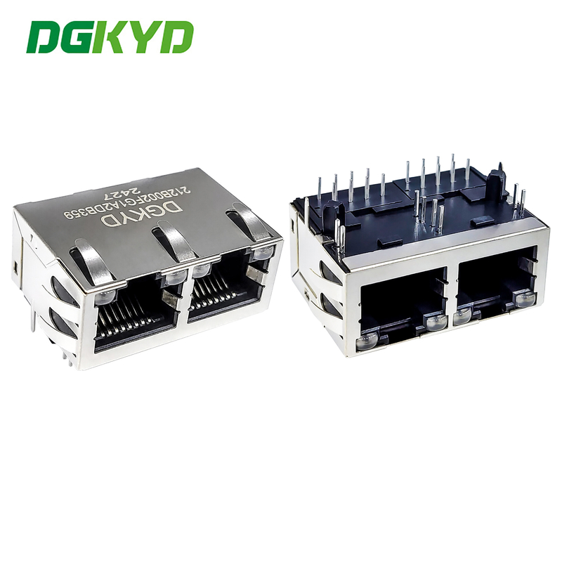 RJ45 Network Connector Dual Port 100Mbps Integrated Interface 30U DGKYD212B002FG1A2DB359