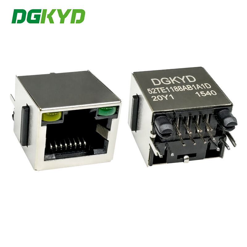 RJ45 vertical network socket 8P8C with ear round pin industrial network port DGKYD52TE1188AB1A1D20Y1