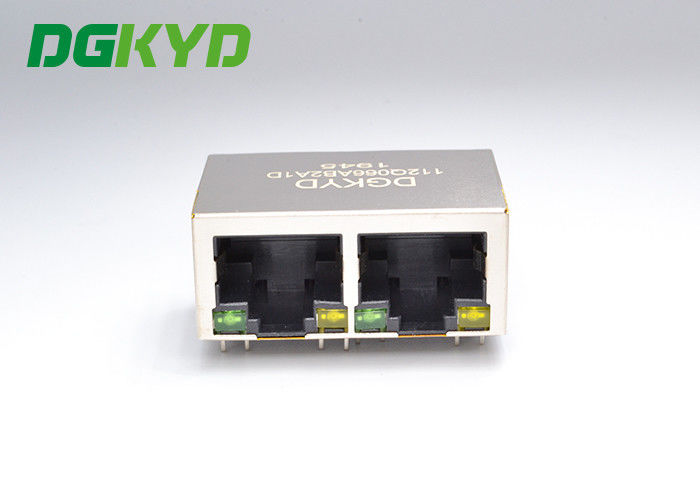 Transformer Connector Modular Black Plastic Housing 1000M 2 Port RJ45