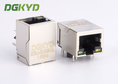 منفذ واحد جيجابت إيثرنت 10 دبابيس PCB RJ45 معياري جاك ، G / Y Led