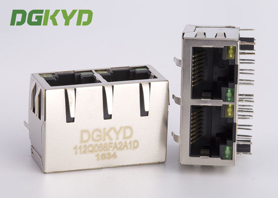 مقبس توصيل كابل إيثرنت CAT6 بمقبس Rj45 مزود بمصابيح G / Y LED 1000 BASE-TX
