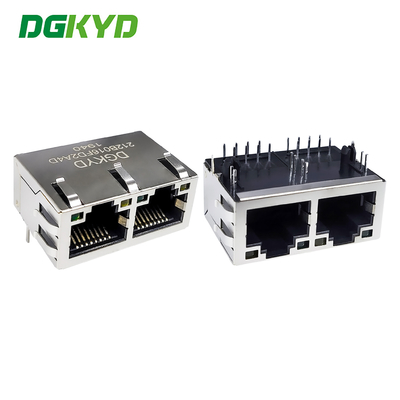 ربط منفذ إيثيرنث RJ45 8P8C مع حماية الشريط الضوئي منفذ أفقي مزدوج DGKYD212B016FD2A4D