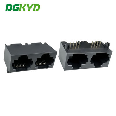 الشبكة RJ45 المقبس الإناث الكامل من البلاستيك وصلة منفذ الشبكة 8P8C منفذ مزدوج DGKYD561288IWA1DY1