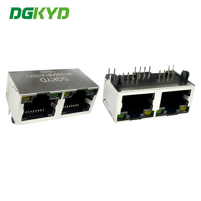 RJ45 واجهة أفقية عقدة مستديرة 1X2 منفذ الشبكة 8P8C مع الضوء والدرع DGKYD561288AB1A1DY1