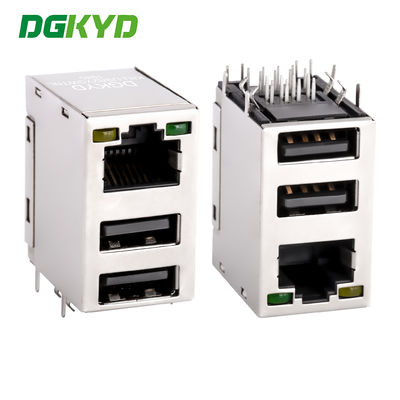 ثلاثة طوابق مرفق USB RJ45 ، RJ45 مع جاك USB مزدوج USB2.0 KRJ-USB2YGWTNL