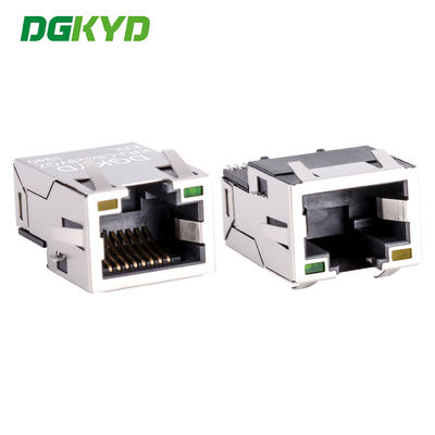 منفذ واحد تطبيق فوق الصفيحة الذهبية RJ45 رابط إيثيرنت SMD Cat6 كابل Rj45 منخفض جداً KRJ-CB329YGZENL