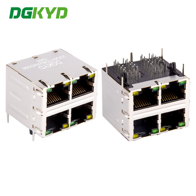 جاك معياري RJ45 Cat6 مزدوج 2x2 بأربعة منافذ 1000M مع مرشح إيثرنت DGKYD22Q077DB2A4D068