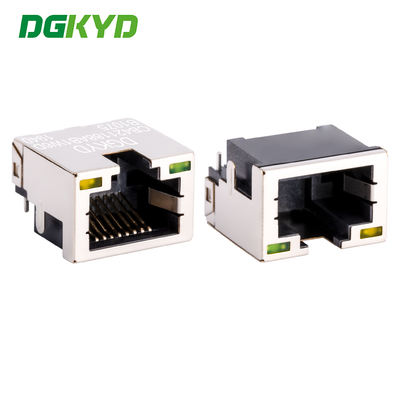 لوحة الغسيل ذات الدرع المعدنية ذات الدرجة المنخفضة Rj45 جاك SMT RJ45 4.2 DIP مع درع ونور DGKYDCB421188AB1W6DB1075