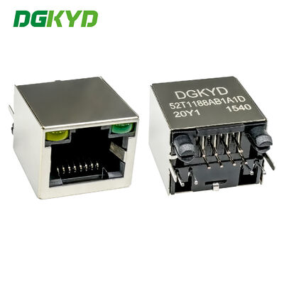 مصدر شبكة RJ45 الرأسي 8P8C مع منفذ شبكة صناعية محمي DGKYD52T1188AB1A1D20Y1