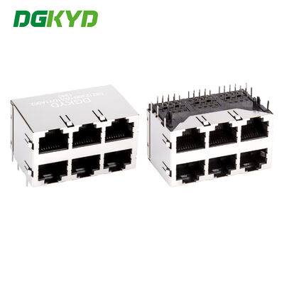 DGKYD59212388HWA1DY1A062 RJ45 عدة منافذ مصطف محمي بدون ضوء 8P8C سوكيت إيثيرنت بدون ربيع عزل