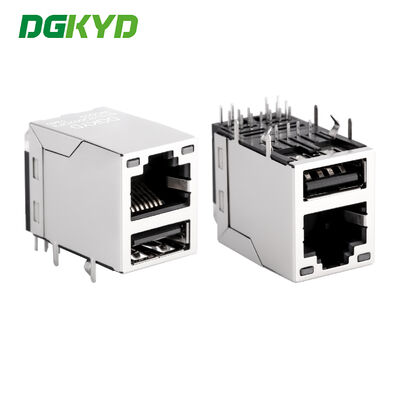 رابط جيجابيت RJ45 RJ45+USB 2.0 سوكت مع الدرع DGKYD611U2Q002DF3WD009