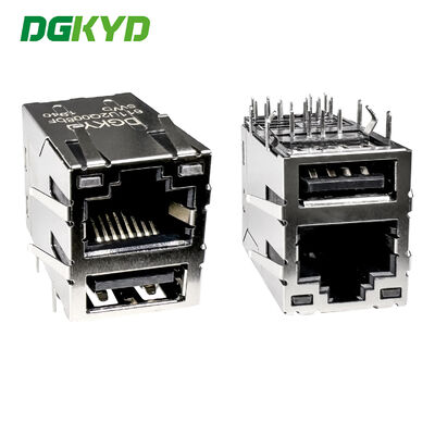 موصل شبكة RJ45+USB2.0 مع واجهة إضاءة ودرع DGKYD611U2Q008DF5WD