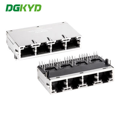 4 موانئ Giga Ethernet Connector Rj45 Jack Modular،مصدر الشبكة الصناعية 1000 BASE-TX KRJ-4339PGYENL