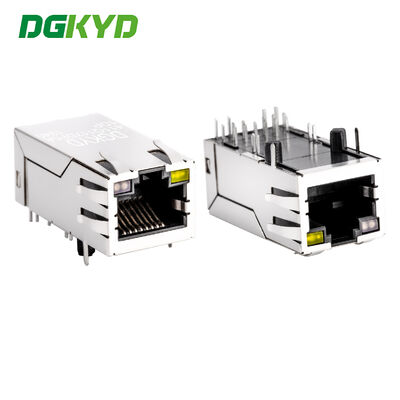 جيجابت باند POE 12 دبوس منفذ واحد RJ45 موصل إيثرنت LED G / O / Y DGKYD411Q117DF5A1DP