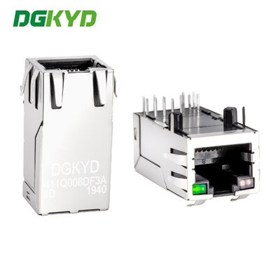 رابط شبكة المرشح RJ45 ذو منفذ واحد مع الضوء والدرع PBT DGKYD411Q008DF3A1D