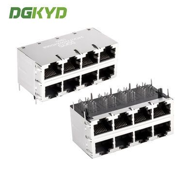موصل جيجابت إيثرنت RJ45 ذو 8 منافذ مع مغناطيسات للشبكات عالية السرعة