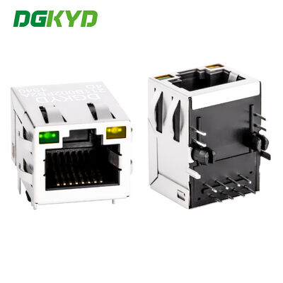 جاك RJ45 وحدات مع طلاء الذهب 6u منفذ واحد و LED لتطبيقات PCB