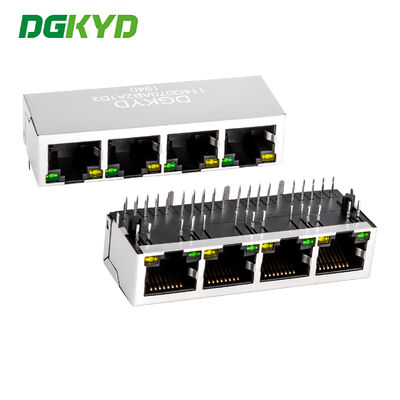 معدن محمي أربعة منافذ RJ45 جاك وحدات 1000 قاعدة-Tx مع LED وPCB الصعود