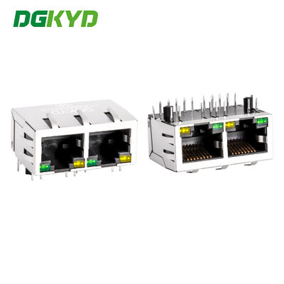 RJ45 رابط Ethernet محول متكامل جيجابيت مع LED ودرع معدني DGKYD112Q066DA2A1D