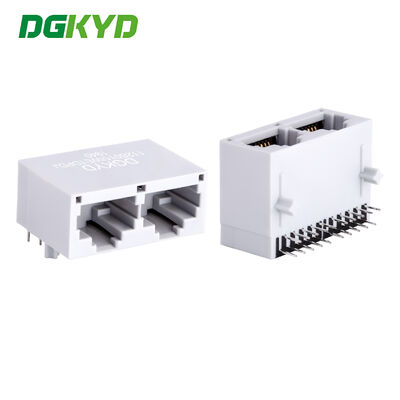 تكوين منفذ 1X2 موصل RJ45 PCB مع طلاء ذهبي 6u وتركيب PCB بزاوية قائمة للاتصالات