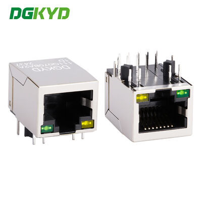10PIN RJ45 المحول مع الضوء والحماية Gigabit Ethernet RJ45