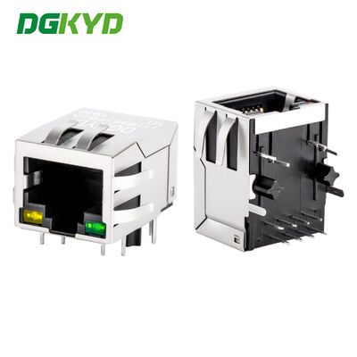 موصل شبكة إيثرنت LAN معياري RJ45 محمي بقاعدة 1x1 مع مغناطيس مدمج، يدعم سرعة 1000 Base-T